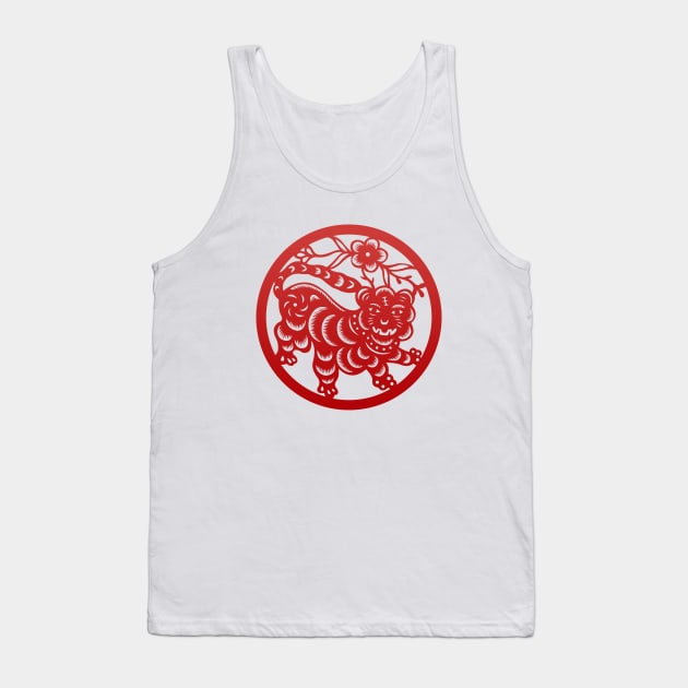 Chinese Zodiac Tiger in Red Tank Top by Takeda_Art